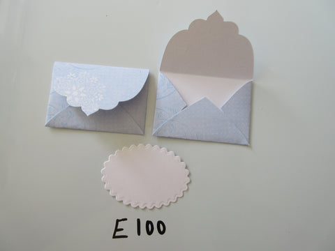 Set of 2 E100 Pale Blue with Snowflake Burst Handmade Envelope Gift Tags