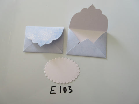 Set of 2 E103 Pale Blue with Snowflakes Handmade Envelope Gift Tags