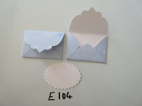 Set of 2 E104 Pale Blue with Swirls & Snowflakes Handmade Envelope Gift Tags