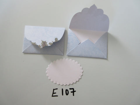 Set of 2 E107 Pale Blue with Holly Handmade Envelope Gift Tags