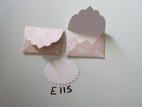 Set of 2 E115 Beige with Snowflakes Handmade Envelope Gift Tags