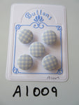 A1009 - Lot of 5 Handmade Lilac Check Fabric Covered Buttons