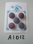 A1012 - Lot of 5 Handmade Shiny Blue Fabric Covered Buttons