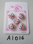 A1016 - Lot of 5 Handmade Pink, White & Black Fabric Covered Buttons