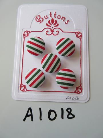A1018 - Lot of 5 Handmade Red, Green & White Fabric Covered Buttons