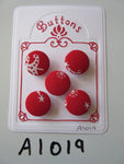A1019 - Lot of 5 Handmade Red Xmas Fabric Covered Buttons