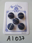 A1037 - Lot of 5 Handmade Purple Stripe Fabric Buttons