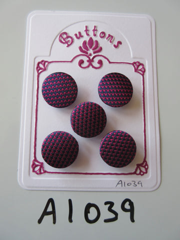 A1039 - Lot of 5 Handmade Pink & Blue Fabric Buttons