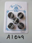 A1049 - Lot of 5 Handmade Grey Stripe Fabric Buttons
