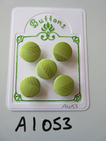 A1053 - Lot of 5 Handmade Lime Colour Fabric Buttons