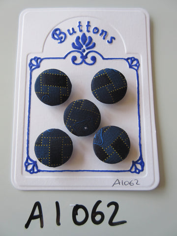 A1062 - Lot of 5 Handmade Blue Fabric Buttons