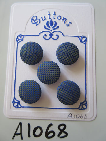 A1068 - Lot of 5 Handmade Blue Fabric Buttons