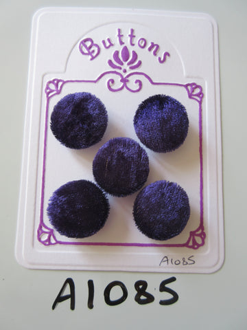 A1085 - Lot of 5 Handmade Purple Velvetine Fabric Buttons