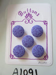 A1091 - Lot of 5 Handmade Purple Stripe Fabric Covered Buttons