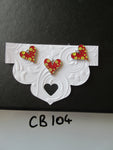 CB104 Lot of 3 Red & Yellow Heart Charm Beads