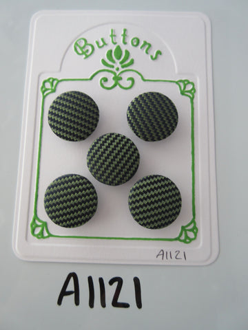 A1121 - Lot of 5 Handmade Lime & Black Zig Zag Style Fabric Covered Buttons