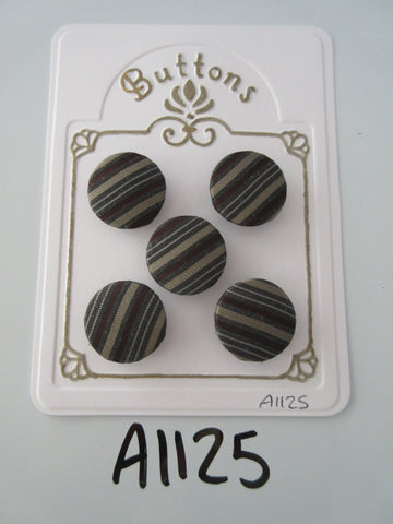 A1125 - Lot of 5 Handmade Brown Shades Stripes Fabric Covered Buttons