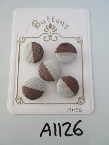 A1126 - Lot of 5 Handmade Light Grey & Brown Fabric Covered Buttons