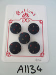 A1134 - Lot of 5 Handmade Navy with Small Paisley Fabric Covered Buttons