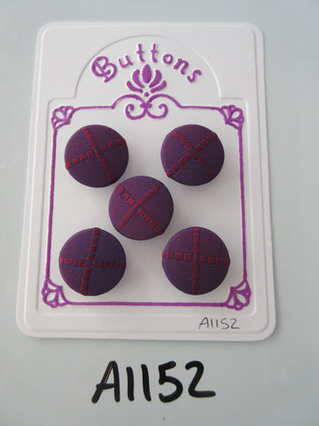 A1152 - Lot of 5 Handmade Purple with Red Cross Fabric Covered Buttons