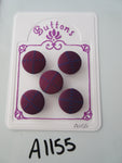 A1155 - Lot of 5 Handmade Purple with Blue Cross Fabric Covered Buttons
