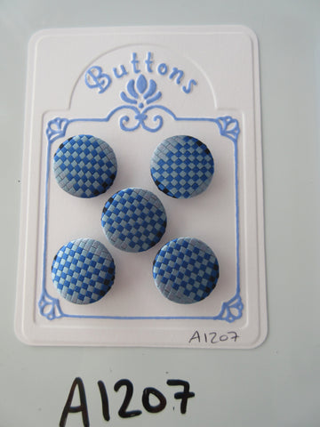 A1207 - Lot of 5 Handmade Shades of Blue Squares Fabric Covered Buttons