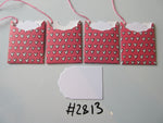 Set of 4 No.2813 Pink with White Hearts Unique Handmade Gift Tags