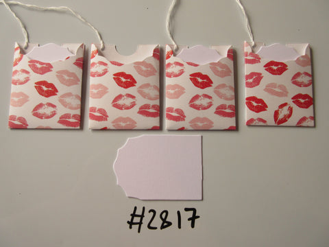 Set of 4 No.2817 White with Lips Unique Handmade Gift Tags