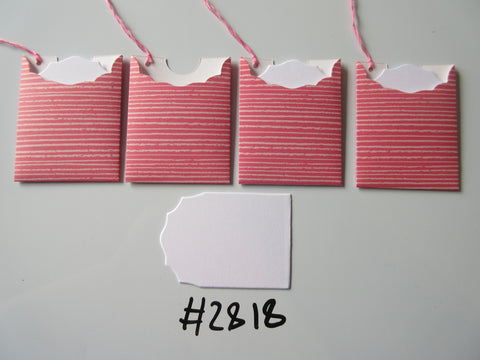 Set of 4 No.2818 Pink Stripes Unique Handmade Gift Tags