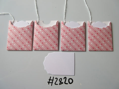 Set of 4 No.2820 Pale Pink with Arrows Unique Handmade Gift Tags