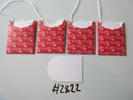 Set of 4 No.2822 Red with "Kiss Me" Script Unique Handmade Gift Tags