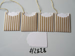 Set of 4 No.2828 White and Gold Stripes Unique Handmade Gift Tags