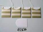 Set of 4 No.2830 Khaki and Cream Stripe Unique Handmade Gift Tags