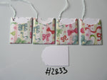 Set of 4 No.2833 Christmas Colour Bows and Ribbons Unique Handmade Gift Tags