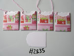 Set of 4 No.2835 Christmas Gift Boxes Unique Handmade Gift Tags