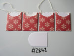 Set of 4 No.2842 Red with White Snowflakes Unique Handmade Gift Tags