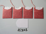 Set of 4 No.2843 Red with Red Scroll like Pattern Unique Handmade Gift Tags