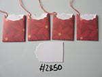 Set of 4 No.2850 Red with Poinsettia Unique Handmade Gift Tags