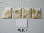 Set of 4 No.2851 Cream with Holly, Berries and Mistletoe Unique Handmade Gift Tags