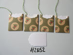 Set of 4 No.2852 Green with Holly and Berries Unique Handmade Gift Tags