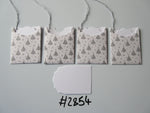 Set of 4 No.2854 White with Silver Trees and Snowflakes Unique Handmade Gift Tags