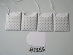 Set of 4 No.2855 White with Mint Green Snowflakes Unique Handmade Gift Tags