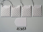 Set of 4 No.2857 White with Silver Christmas Trees Unique Handmade Gift Tags