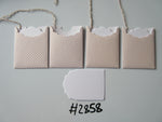 Set of 4 No.2858 White and Pale Brown Diagonal Stripe Unique Handmade Gift Tags