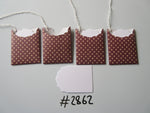 Set of 4 No.2862 Dark Red with Cream Stars Unique Handmade Gift Tags