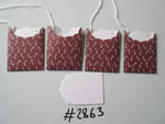 Set of 4 No.2863 Dark Red with Cream Candy Canes Unique Handmade Gift Tags