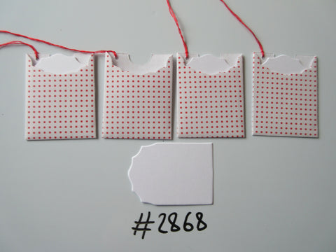 Set of 4 No.2868 White with Red Dots Unique Handmade Gift Tags