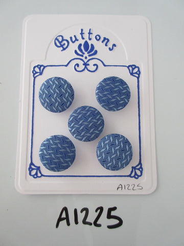 A1225 - Lot of 5 Handmade Blue Geometric Print Fabric Covered Buttons
