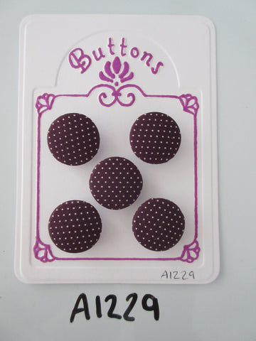A1229 - Lot of 5 Handmade Purple with White Dots Fabric Covered Buttons