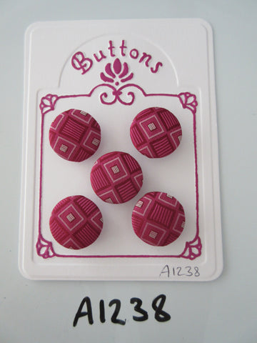 A1238 - Lot of 5 Handmade Pink Squares Fabric Covered Buttons